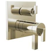 Brizo Frank Lloyd Wright Thermostatic Valve Trim with Integrated Volume Control and 3 Function Diverter for Two Shower Applications - Less Handles and Rough-In Brilliance Polished Nickel